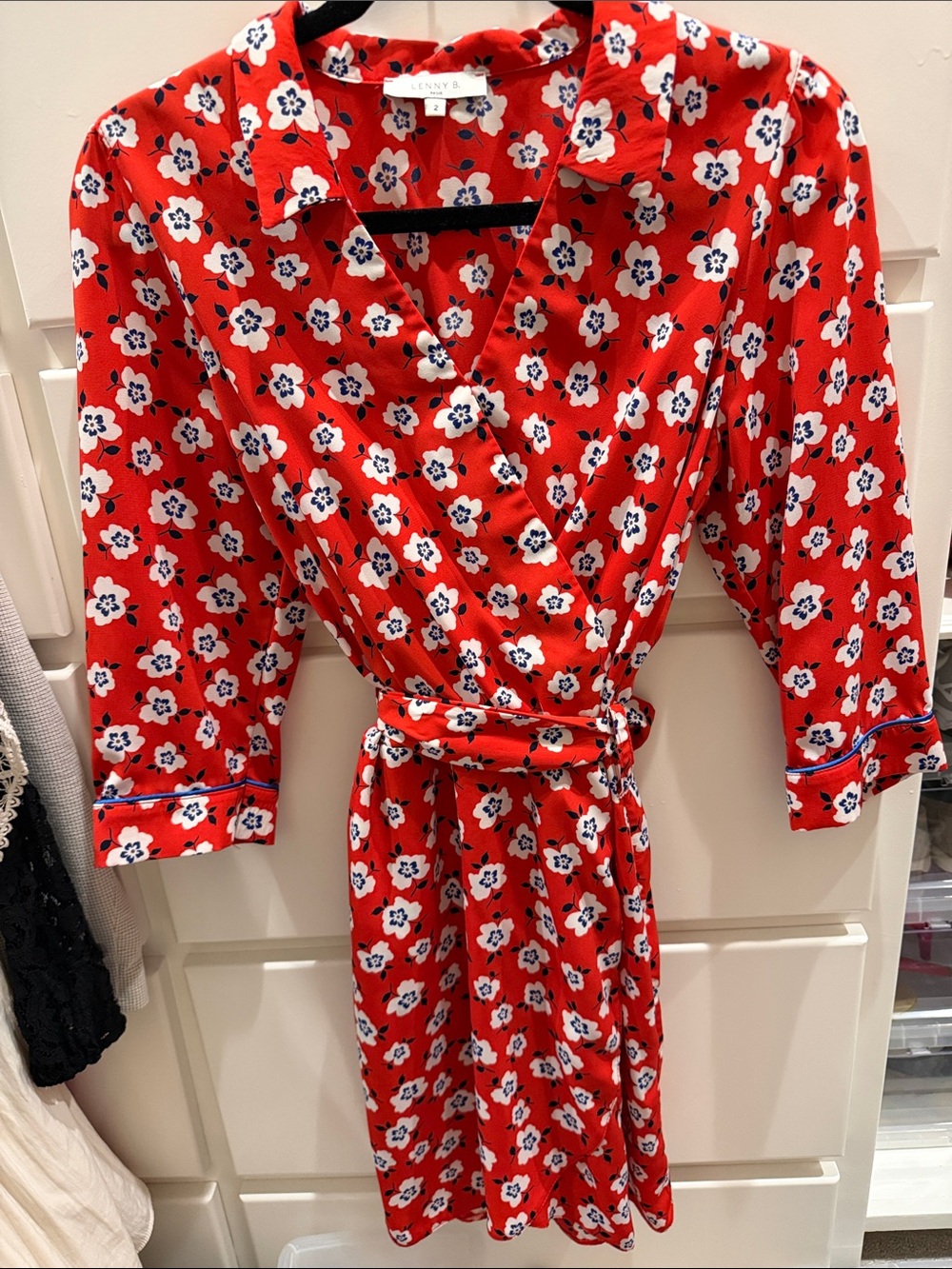 Lunya Red Floral Wrap Dress